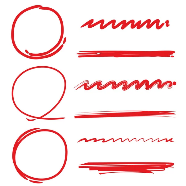 Highlighter Circles Underline Set — Stock Vector