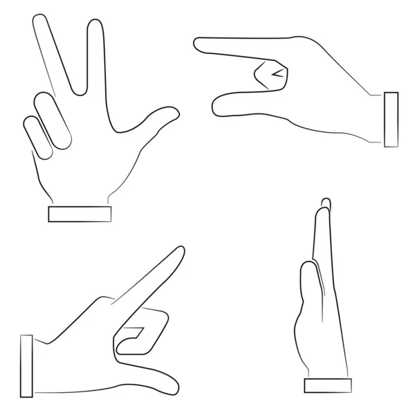 Hand Iconen Set Cartoon Stijl — Stockvector