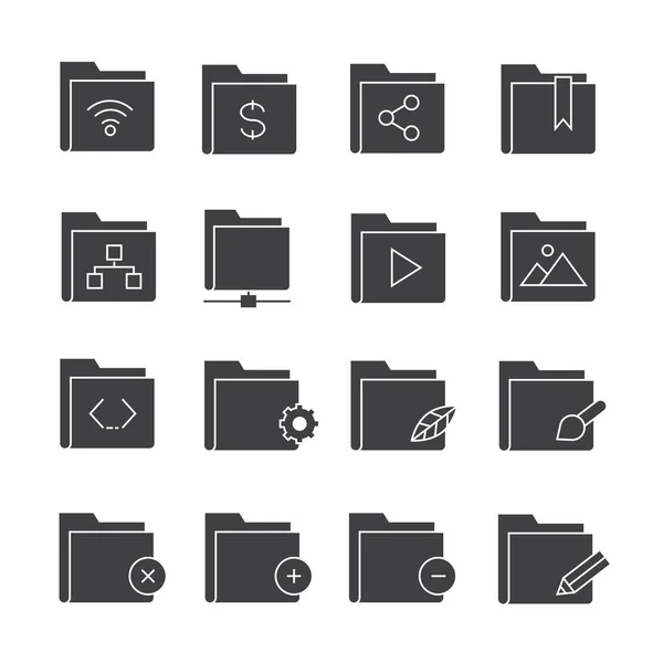 Ilustración Vectorial Carpetas Iconos — Vector de stock