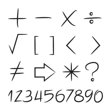el çizimi matematik işaretleri vektör illüstrasyonu