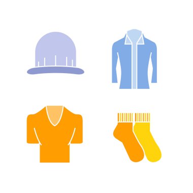 Kumaş, moda, giysi web simgeleri. Vektör illüstrasyonu          