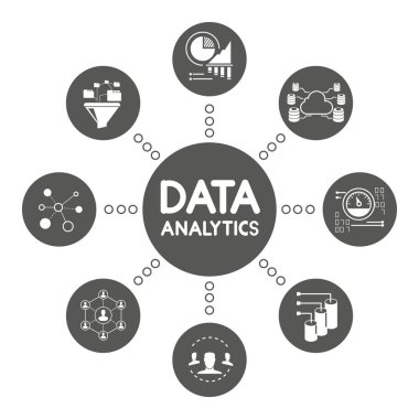 İş konsepti. Veri analitiğinin vektör illüstrasyonu 