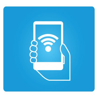 Web simgesi. Akıllı telefon ile el vektör illüstrasyon 