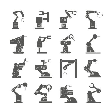 Robotik kol simgeleri, vektör illüstrasyon 