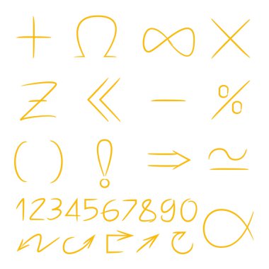 sarı el çizilmiş matematik işaretleri