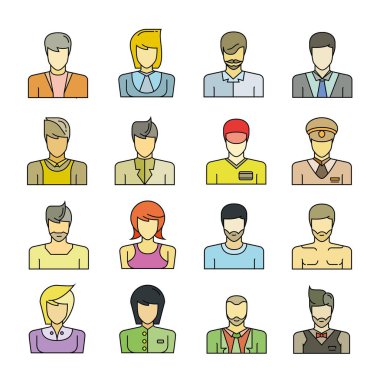 avatar seti, vektör illüstrasyon 