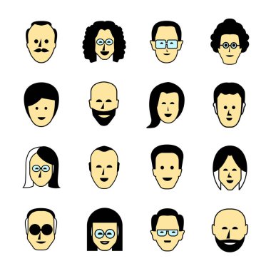 avatar seti, vektör illüstrasyon 