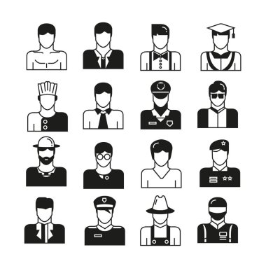 avatar seti, vektör illüstrasyon 