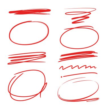 kırmızı el çizilmiş daire vurgulayıcı ve altı çizili