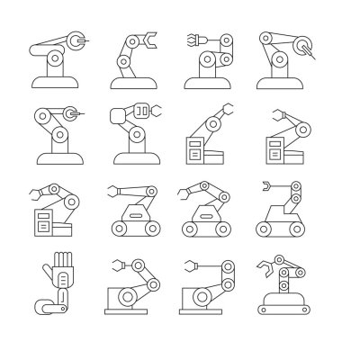 Robotik kol simgeleri, vektör illüstrasyon 