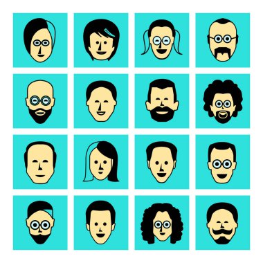 avatar seti, vektör illüstrasyon 