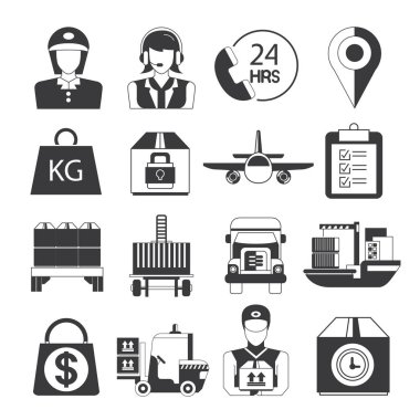 Sevkiyat, lojistik web simgeleri ayarlandı. Vektör illüstrasyonu          