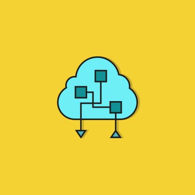 Web simgesi. Bulut teknolojisinin vektör illüstrasyonu
