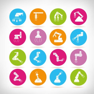 Robotik kol simgeleri, vektör illüstrasyon 