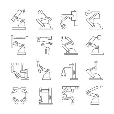 Robotik kol simgeleri, vektör illüstrasyon 