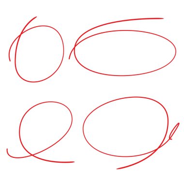 kırmızı el işaretleyici elementler, boş daireler ve ovalar