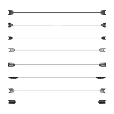 Ok simgelerinin vektör illüstrasyonu ayarlandı