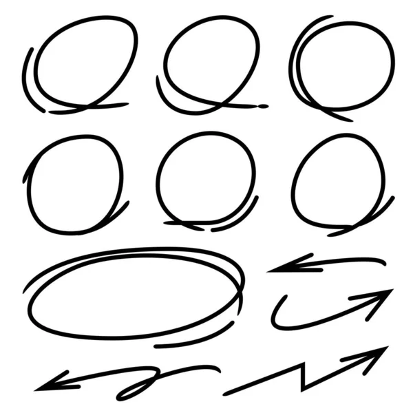Handgezeichnete Pfeile Und Kreismarkierungen — Stockvektor