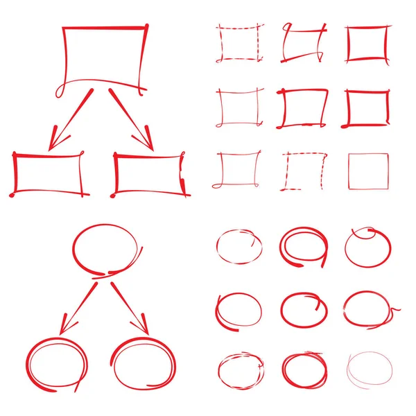 Elementi Marcatori Disegnati Mano Semplicemente Illustrazione Vettoriale — Vettoriale Stock