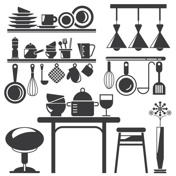 Eenvoudige Vector Icon Set Van Moderne Stijl Home Decor — Stockvector