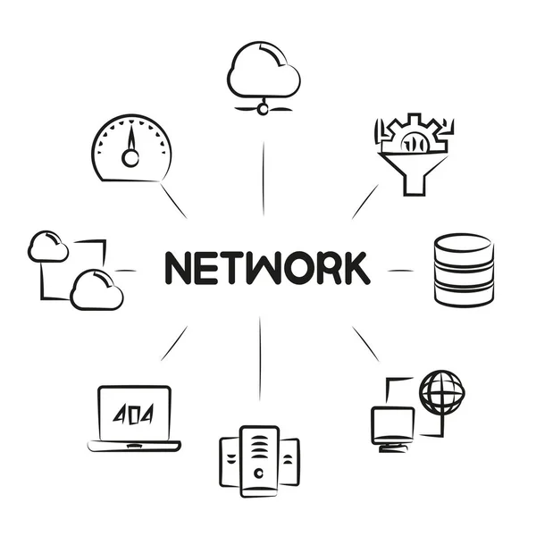 Бизнес Концепция Векторная Иллюстрация Сети — стоковый вектор