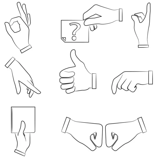 Hand Icons Set Cartoon Style — Stock Vector