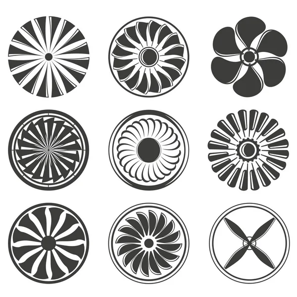 Illustration Vectorielle Jeu Icônes Turbine — Image vectorielle