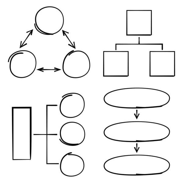 Handgezeichnete Pfeile Kreis Und Rechteck Für Flussdiagramm — Stockvektor