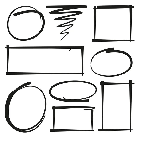 Markierungselemente Oval Und Rechteckig Textmarker — Stockvektor