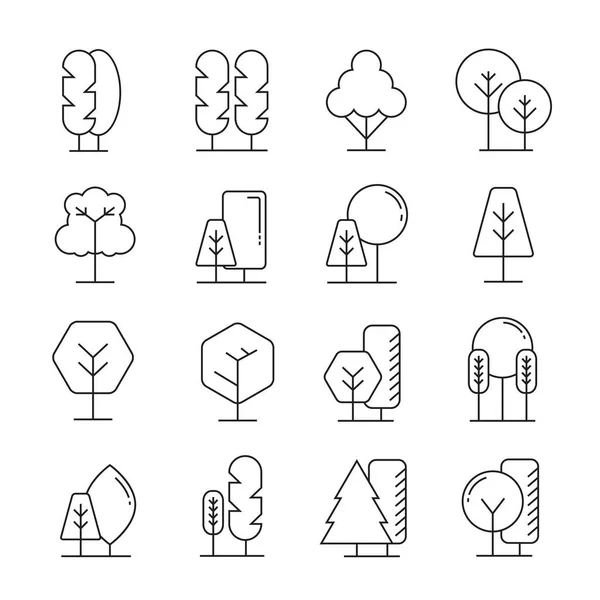 Ilustración Vectorial Árboles Iconos — Archivo Imágenes Vectoriales