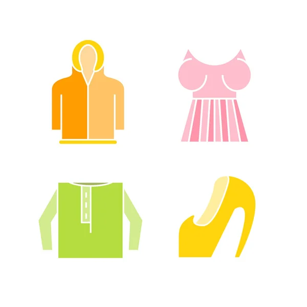 Tela Moda Prendas Vestir Conjunto Iconos Web Ilustración Vectorial — Vector de stock