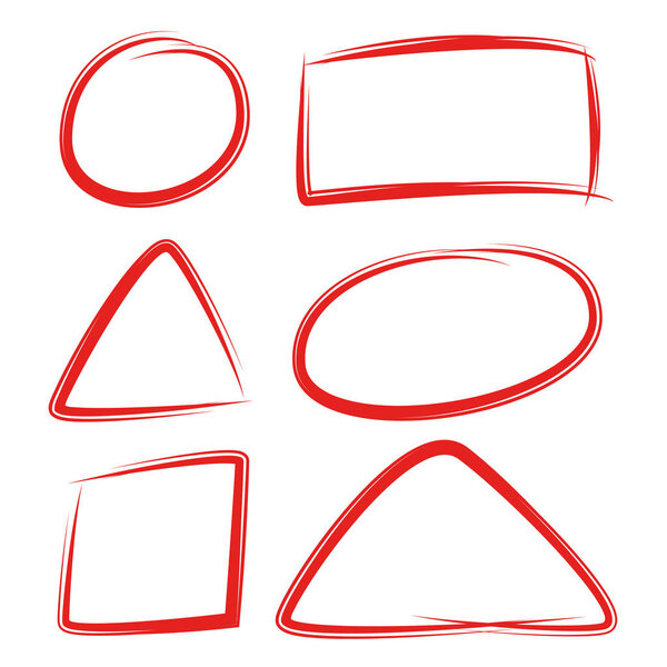 red hand drawn circle and rectangle marker elements