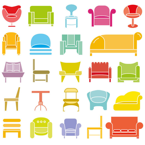 vector illustration of home decor, furniture