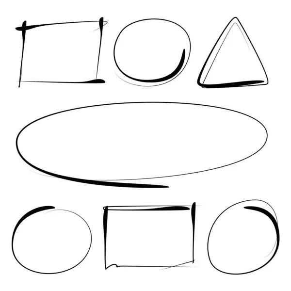 蛍光体要素手描きの円長方形マーカー グランジフレーム — ストックベクタ
