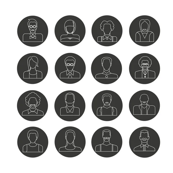Набор Иконок Черных Пользователей Просто Векторная Иллюстрация — стоковый вектор