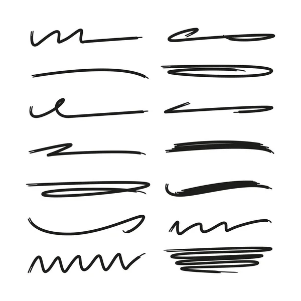 Black Ink Brush Stroke Line Set — Stock Vector