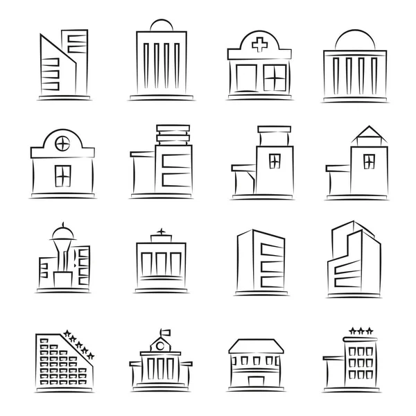 Ilustracji Wektorowych Budynków Ikon — Wektor stockowy