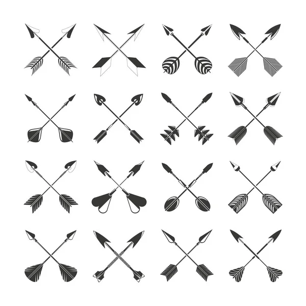 Cross Bows Flechas Conjunto Iconos Web Ilustración Vectorial — Vector de stock