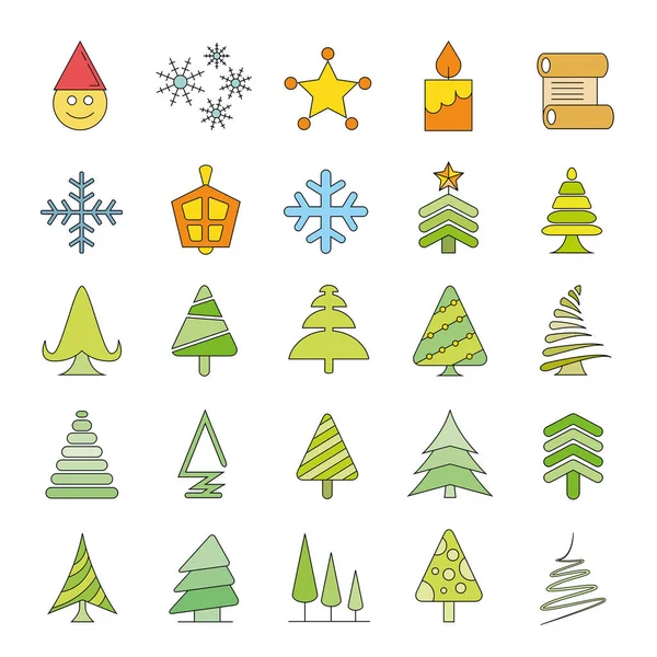 Set Von Weihnachtssymbolen Einfach Vektorillustration — Stockvektor