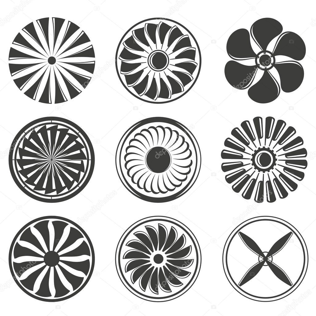 Vector illustration of turbine icons set