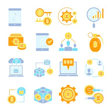 cryptocurrency simgelerinin vektör çizimi