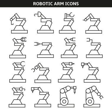Robotik kol simgeleri, vektör illüstrasyon 