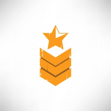  Asker rozeti, yıldız simgesi vektör illüstrasyonu 