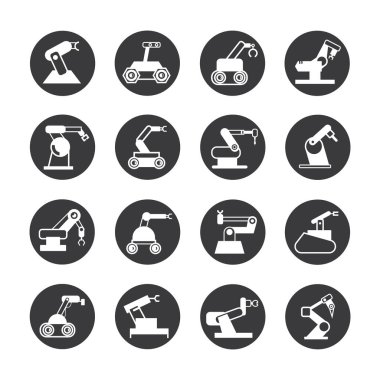 Robotik kol simgeleri, vektör illüstrasyon 