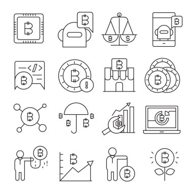 cryptocurrency simgelerinin vektör çizimi