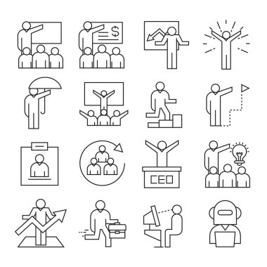 İş konsepti. İş simgelerinin vektör çizimi