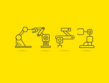 Robotik kol simgeleri, vektör illüstrasyon 