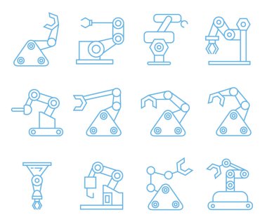 Robotik kol simgeleri, vektör illüstrasyon 