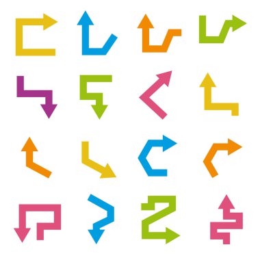 Ok simgelerinin vektör illüstrasyonu ayarlandı