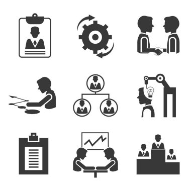iş kavramı, vektör illüstrasyon. Simgeler ayarlandı